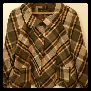 Apostrophe Brown Plaid Cape Coat
